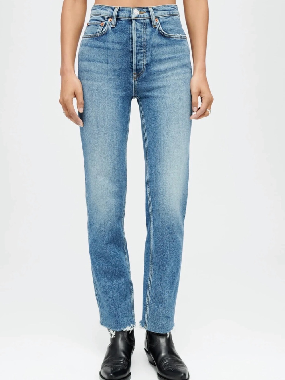 Re/Done Comfort Stretch High Rise Stove Pipe Jean Mid 70s Wash Size 32